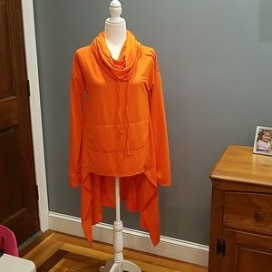 HI LOW ORANGE KANGAROO HOODIE/ COWLE